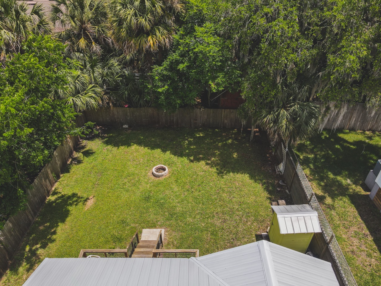 Overhead view of the backyard